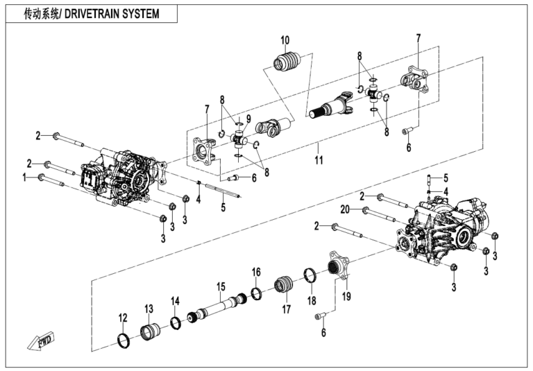 Diagram: 2023 CFMoto CFORCE 400 CF400AZ-3S – DRIVETRAIN SYSTEM [F30]