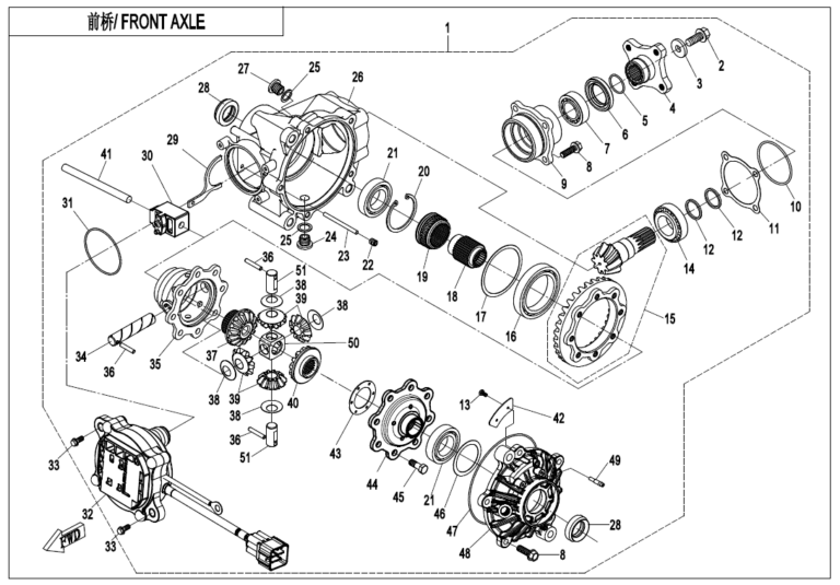 Diagram: 2023 CFMoto CFORCE 400 CF400AZ-3S – FRONT AXLE [F31]