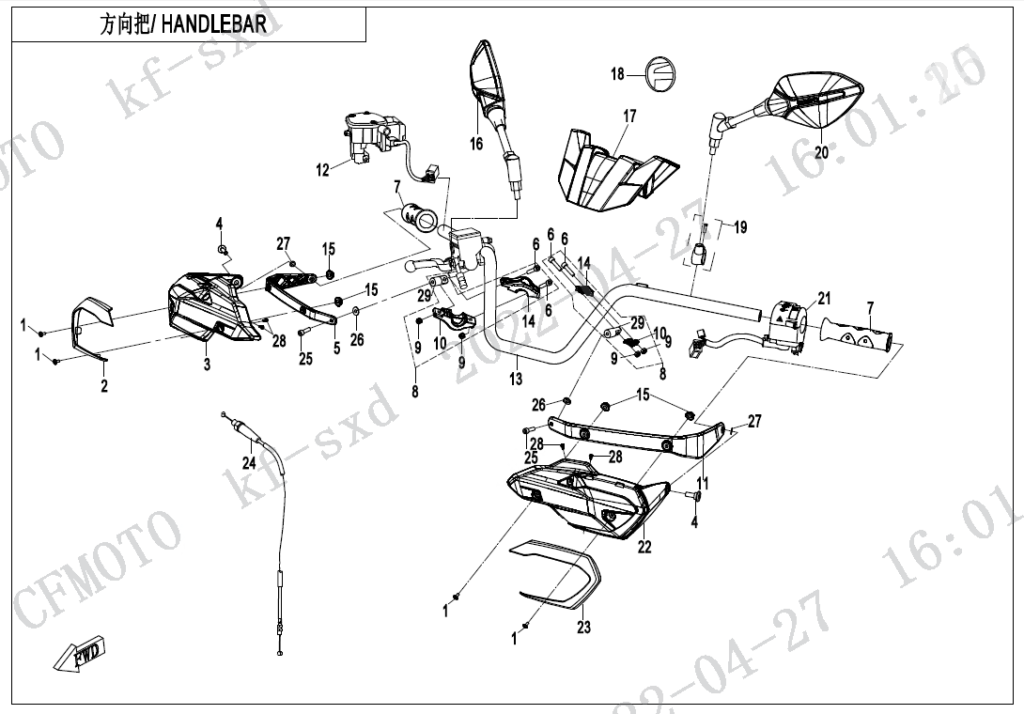 Diagram Cfmoto Cforce Cf Az Sa Handlebar F Cfmoto Usa Parts Operated By